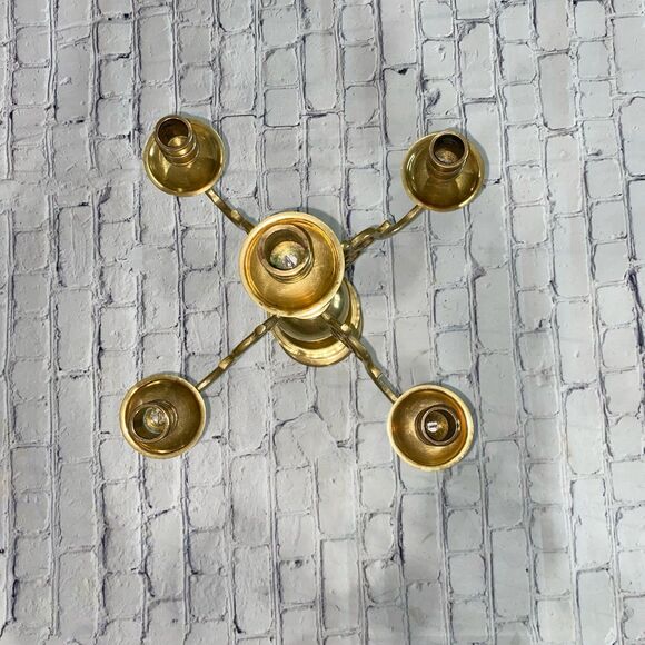 Vintage Dutch Brass Bronze Candelabra Holds 5 Candles - Picture 3 of 11